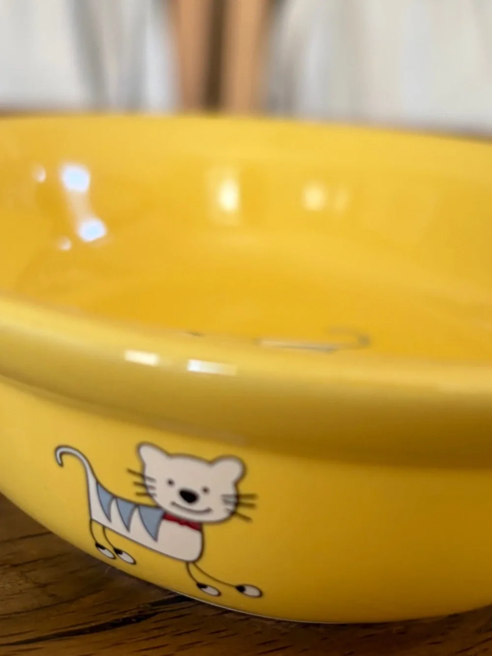 🐱 Whisker City Yellow “Meow” Cat Bowl | Sunny Y2K Kawaii Ceramic Pet Dish 💛